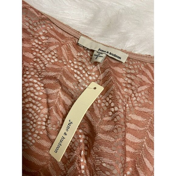 June and Hudson Women's Large Banded Bottom Leaf Boho Mauve Deep V Blouse NWT - Picture 9 of 11